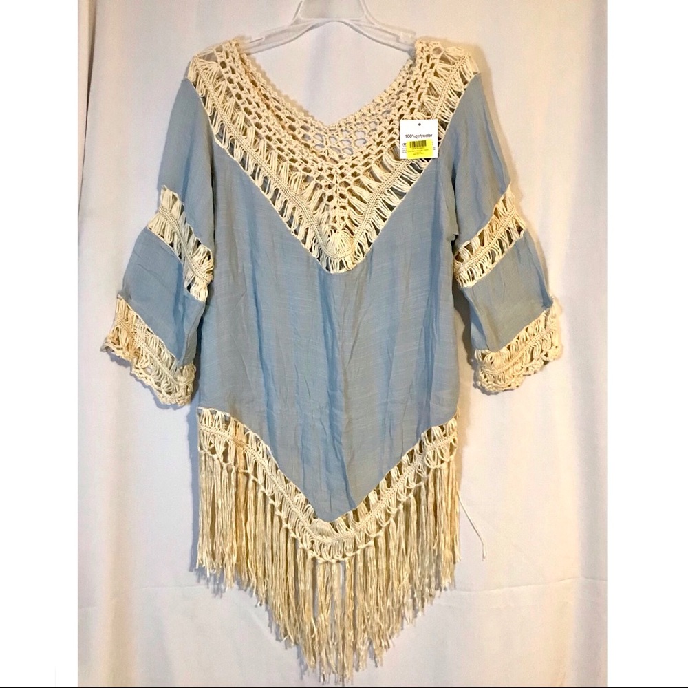 NWT Blue Beach Cover w/ Tassles